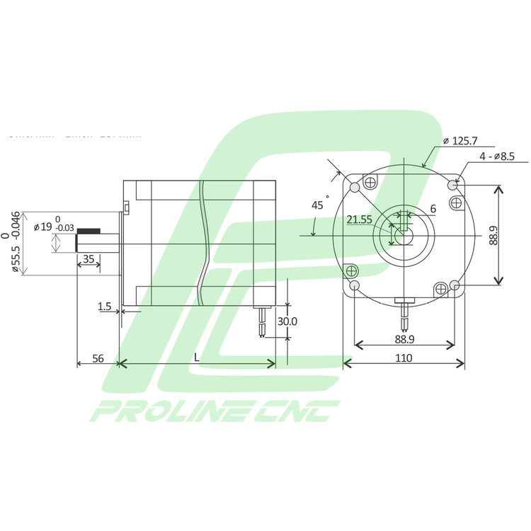 استپ موتور 120 کیلوگرم سانتی متر CNC مدل 110CM12 شفت 19mm دو فاز نما 34 برند لیدشاین Leadshine
