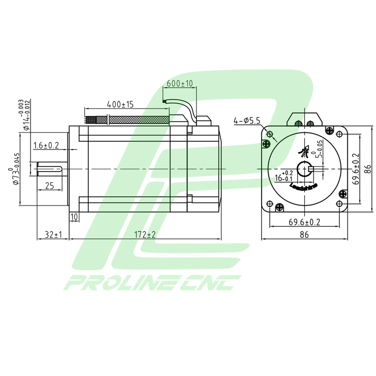 استپ موتور انکودردار 120 کیلوگرم بر سانتی متر نما 34 برند لیدشاین مدل 86CM120-BZ