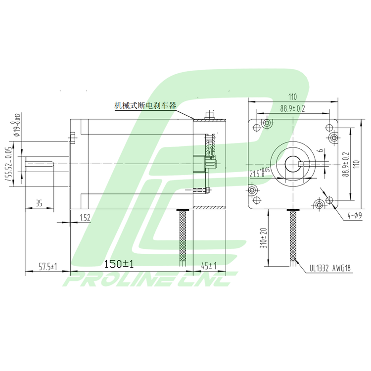 استپ موتور انکودردار 200 کیلوگرم بر سانتی متر نما 42 برند لیدشاین مدل 110CM20-BZ
