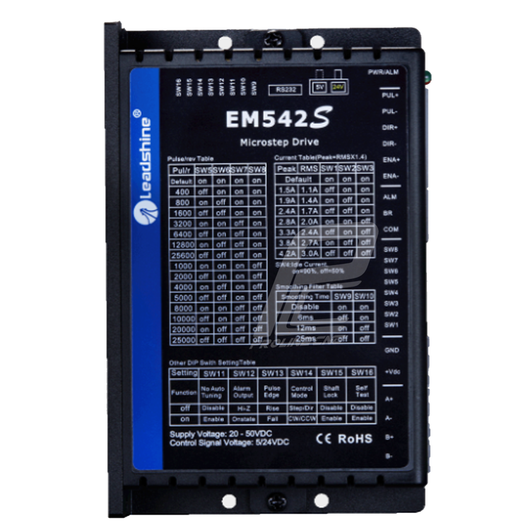 استپ درایو مخصوص موتورهای 4 تا 30 کیلوگرم مدل EM542S برند لیدشاین leadshine دو فاز 4.2 آمپر