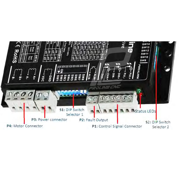 استپ درایو مخصوص موتورهای 4 تا 30 کیلوگرم مدل EM542S برند لیدشاین leadshine دو فاز 4.2 آمپر