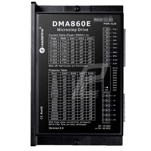 استپ درایو مخصوص موتور 9 تا 250 کیلوگرم مدل DMA860E برند لیدشاین leadshine دو فاز 7.2 آمپر