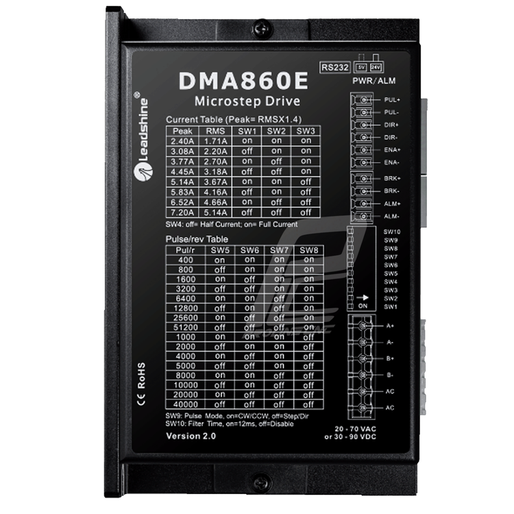 استپ درایو مخصوص موتور 9 تا 250 کیلوگرم مدل DMA860E برند لیدشاین leadshine دو فاز 7.2 آمپر