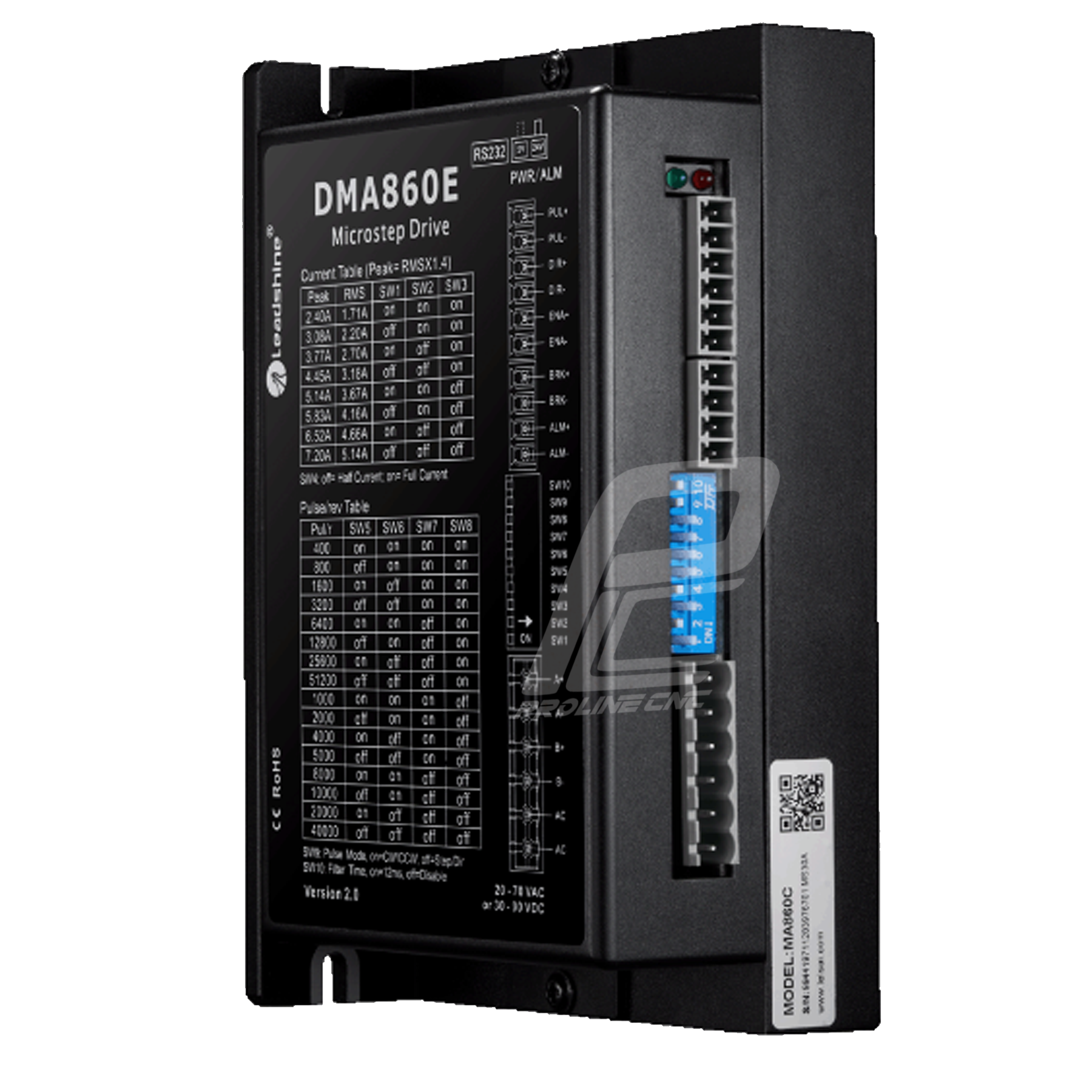 استپ درایو مخصوص موتور 9 تا 250 کیلوگرم مدل DMA860E برند لیدشاین leadshine دو فاز 7.2 آمپر