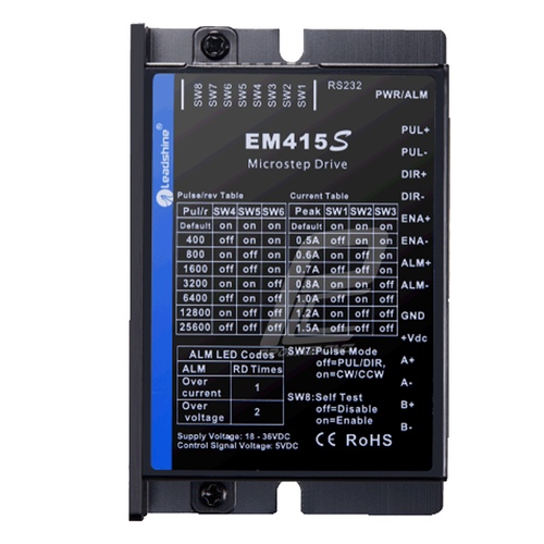 استپ درایو مخصوص موتورهای 0.3 تا 6 کیلوگرم مدل EM415S برند لیدشاین leadshine دو فاز 1.5 آمپر