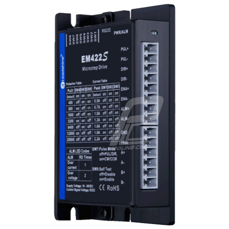 استپ درایو مخصوص موتورهای 0.3 تا 6 کیلوگرم مدل EM422S برند لیدشاین leadshine دو فاز 2.2 آمپر