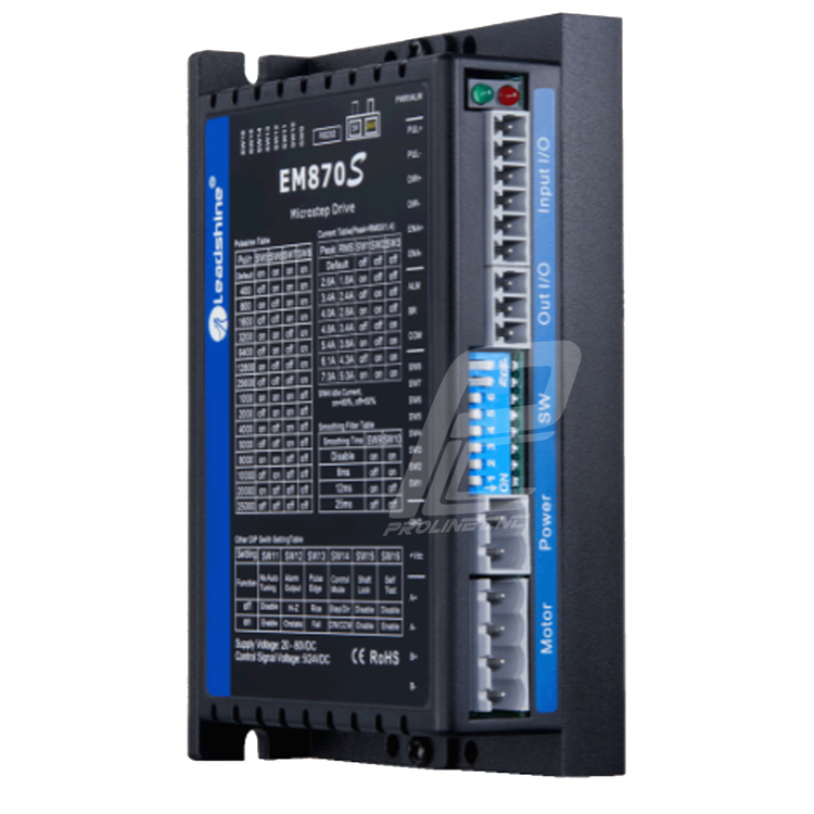 استپ درایو مخصوص موتورهای 9 تا 120 کیلوگرم مدل EM870S برند لیدشاین leadshineدو فاز 7 آمپر