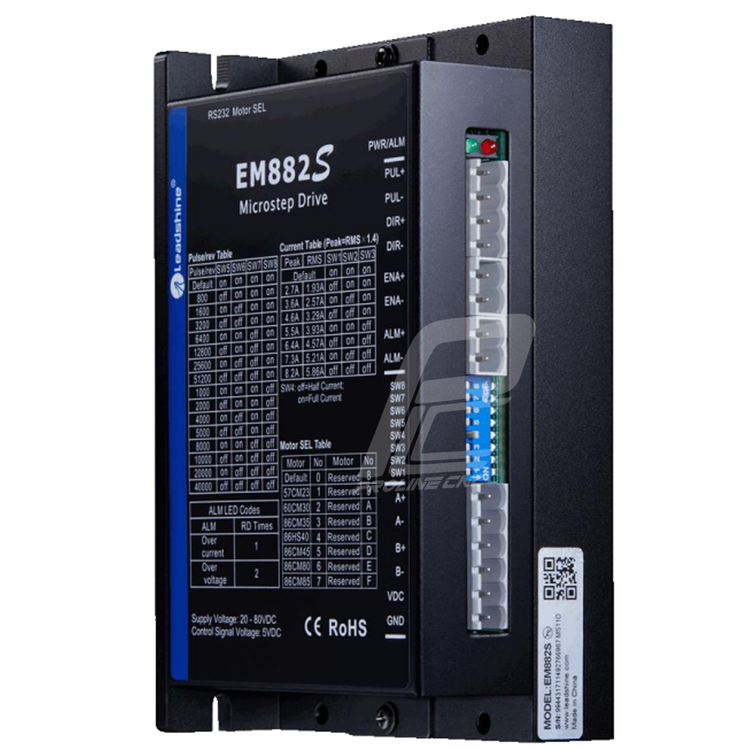 استپ درایو مخصوص موتورهای 9 تا 120 کیلوگرم مدل EM882S برند لیدشاین leadshine دو فاز 8.2 آمپر