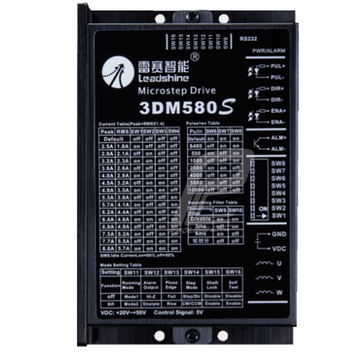 استپ درایو مخصوص موتورهای 4 تا 120 کیلوگرم مدل 3DM580S برند لیدشاین leadshine سه فاز 8 آمپر