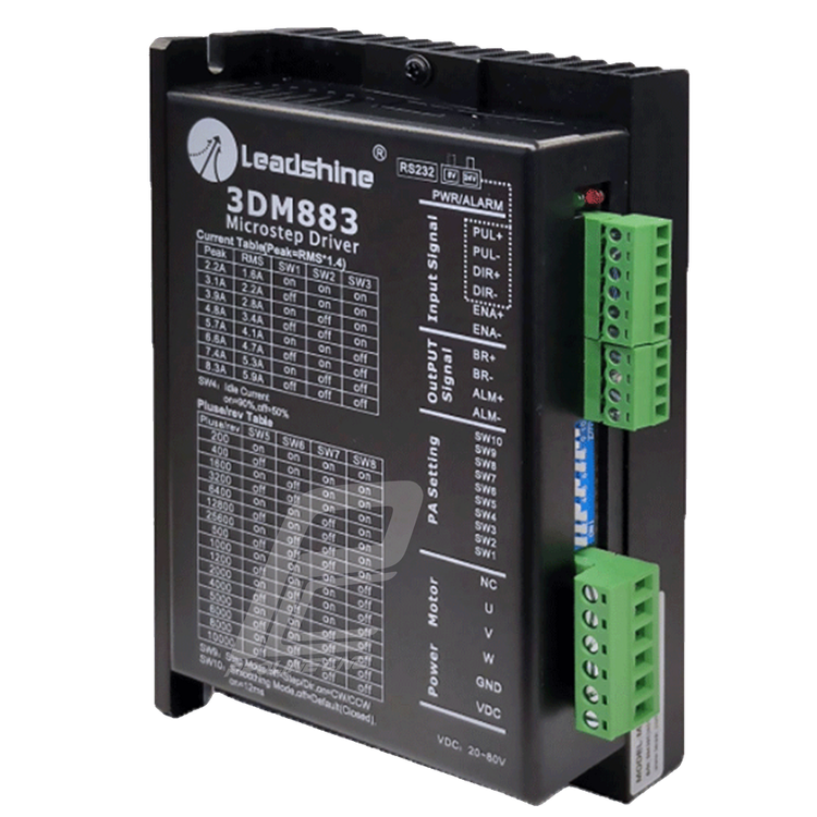 استپ درایو مخصوص موتورهای 9 تا 120 کیلوگرم مدل 3DM883 برند لیدشاین leadshine سه فاز 8.3 آمپر