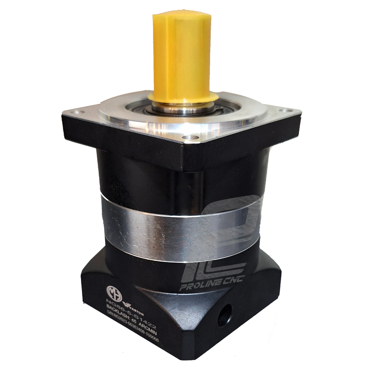 گیربکس خورشیدی استپ موتور فلنج 86 واستون VASTUN نسبت 1 به 5 مدل PLF86 شفت ورودی 14 شفت خروجی 22 فلنج مربع مناسب استپ موتورهای فلنج 86