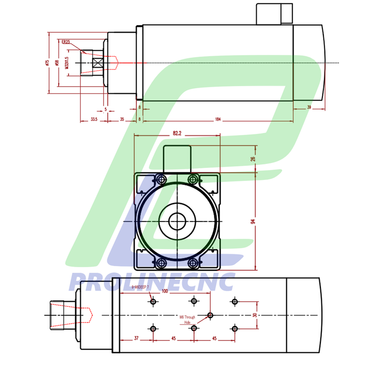 اسپیندل موتور هوا خنک 2.2 کیلو وات 18000دور 380 ولت برند مش MASH