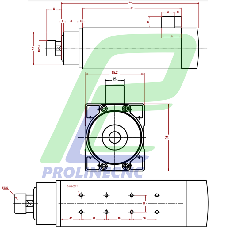 اسپیندل موتور هوا خنک 3.5 کیلو وات 18000دور 380 ولت برند مش MASH