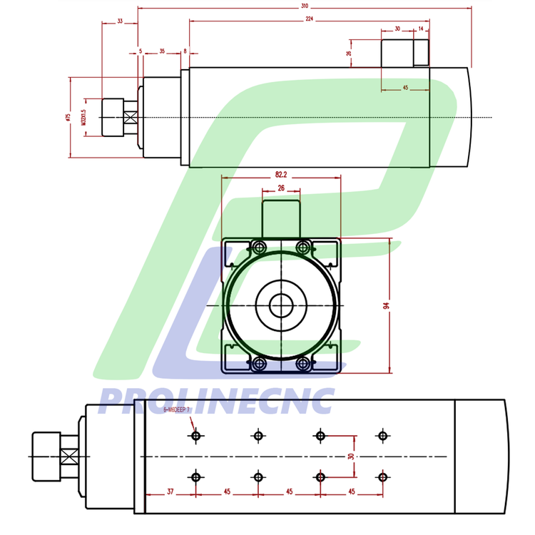اسپیندل موتور هوا خنک 4 کیلو وات 18000دور 220 ولت برند مش MASH