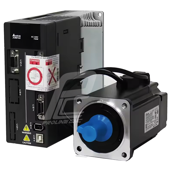سروو موتور 750w وات delta دلتا ترمزدار 3000 دور rpm سری A2 مدل ECMA-C20807FS کد درایو ASD-A2-0721-M (دارای کابل و کانکتور)