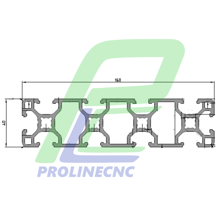 پروفیل 40 در 160 آلومینیومی شیاردار مهندسی سایز 40X160
