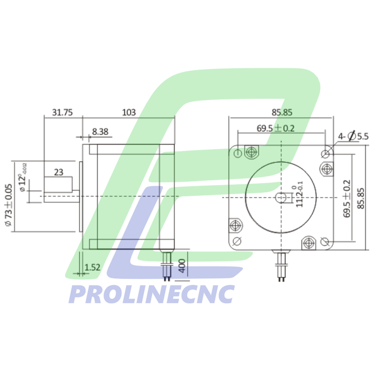 استپ موتور سی ان سی 42 کیلوگرم سه فاز بر سانتی متر نما 23 مدل 863S42 برند مش Mash
