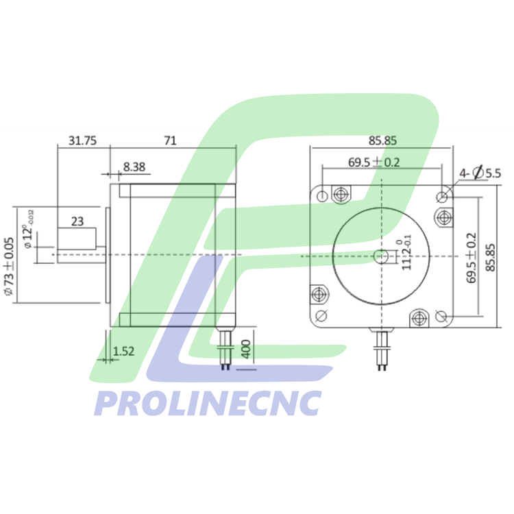 استپ موتور سی ان سی 22 کیلوگرم سه فاز بر سانتی متر نما 23 مدل 863S22 برند مش Mash
