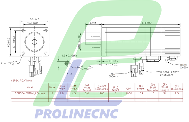 استپ موتور انکودر دار 45 کیلوگرم با درایو easyservo ایزی سروو مدل 60HSE4.5N10M دو فاز معادل سروو 400w برند NG