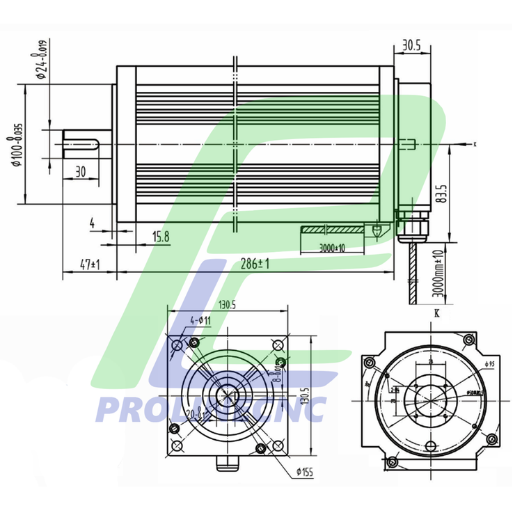 استپ موتور انکودر دار 500 کیلوگرم با درایو easyservo ایزی سروو مدل 130HCE50N سه فاز برند NG