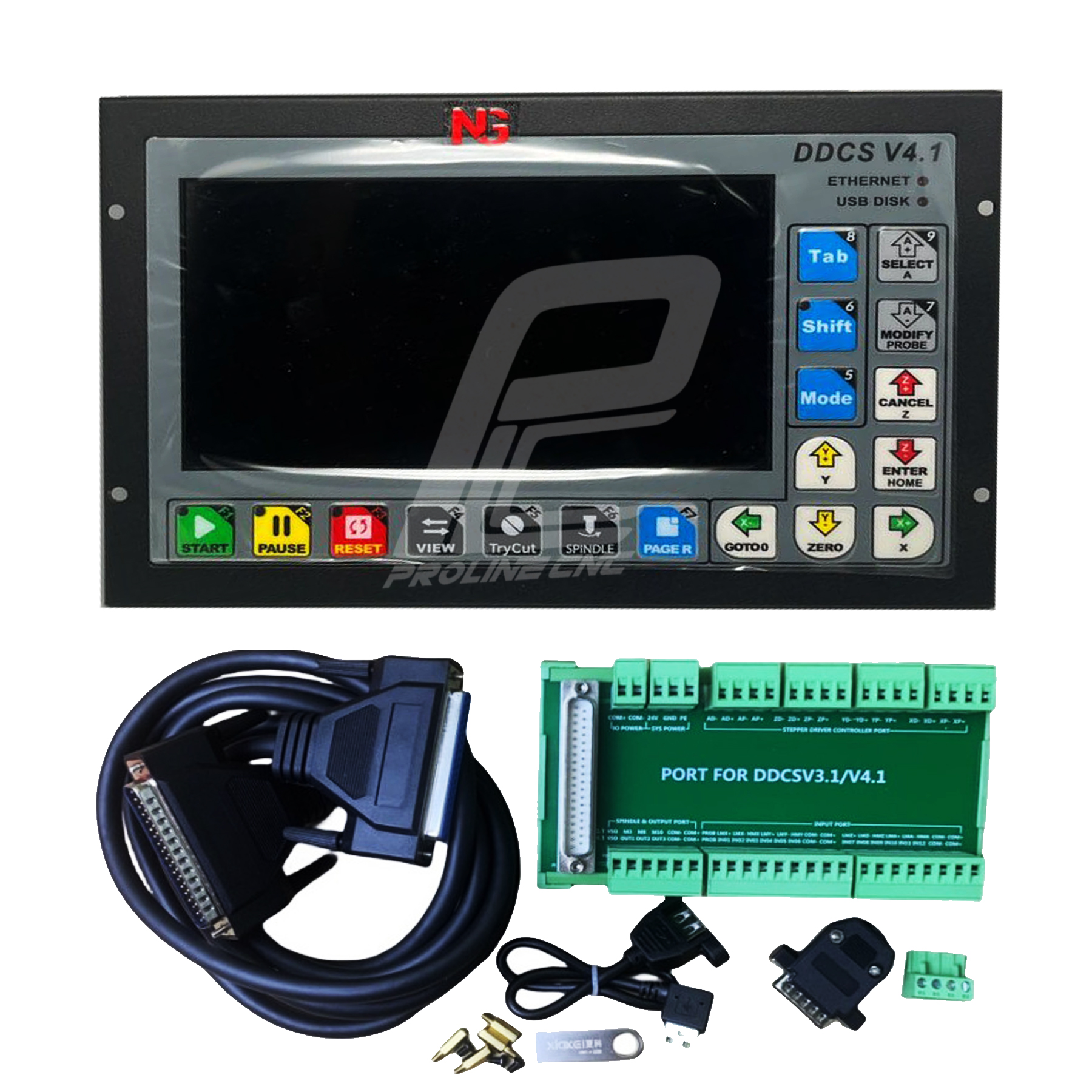 صفحه نمایش کنترلر چهارمحور محور سی ان سی Controller 4Axis CNC مدل A2R+ Plus V4.1  مجهز به PLC