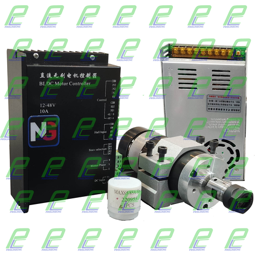 اسپیندل موتور هوا خنک 500 وات 24000دور ER16 تک فاز 220 ولت با درایو و منبع تغذیه برند مش MASH