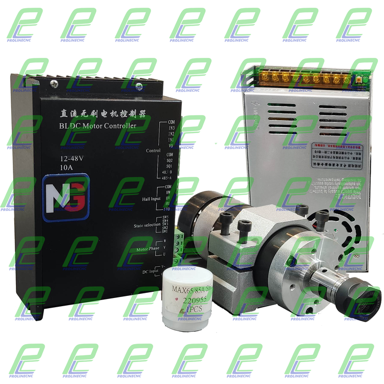 اسپیندل موتور هوا خنک 500 وات 24000دور ER16 تک فاز 220 ولت با درایو و منبع تغذیه برند مش MASH