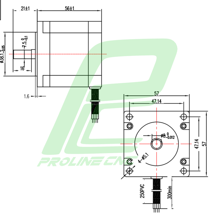 استپ موتور سی ان سی 9 کیلوگرم بر سانتی متر نما 23 مدل 57HS09 شفت 8m برند مش MASH