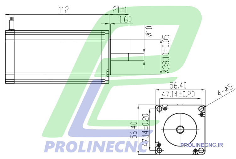 استپ موتور سی ان سی 30 کیلوگرم بر سانتی متر نما 23 مدل 57HS30 شفت 10 برند مش MASH