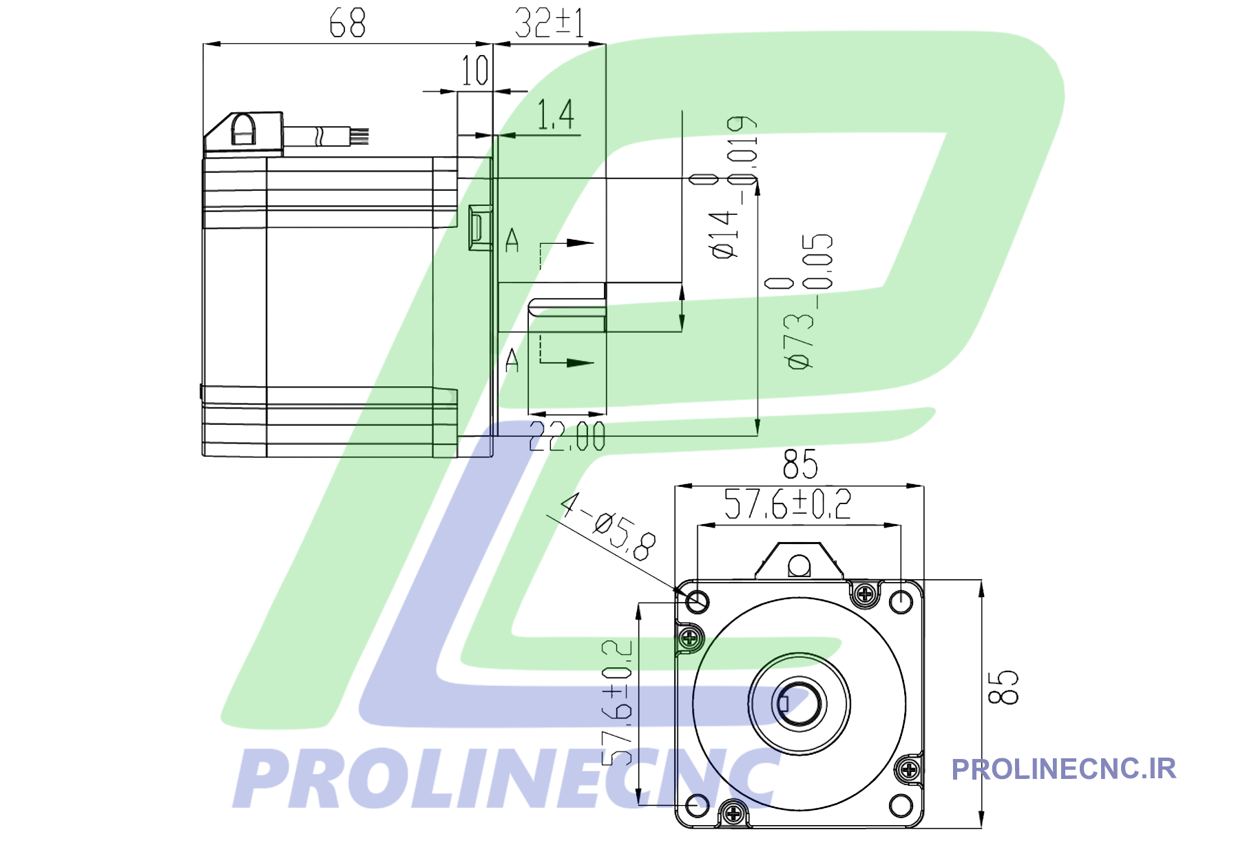 استپ موتور 86HS35 گشتاور 35kg.cm ، برند مش، نما 34 ، دو فاز، مناسب CNC و اتوماسیون صنعتی
