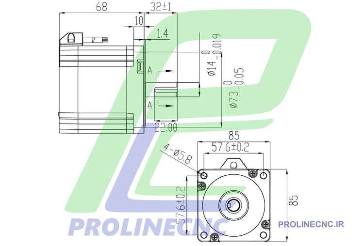 استپ موتور 86HS35 گشتاور 35kg.cm ، برند مش، نما 34 ، دو فاز، مناسب CNC و اتوماسیون صنعتی