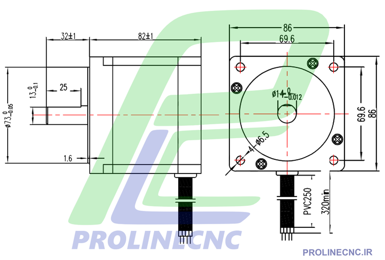 استپ موتور 86HS45 گشتاور 45kg.cm ، برند مش، نما 34 ، دو فاز، مناسب CNC و اتوماسیون صنعتی