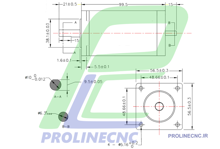 استپ موتور سی ان سی 28 کیلوگرم بر سانتی متر دو سر شافت نما 23 مدل 57HS28 شفت 10m و 6.3m برند مش Mash