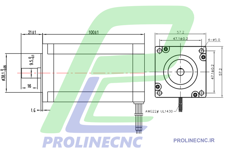 استپ موتور سی ان سی 25 کیلوگرم بر سانتی متر نما 23 مدل 57HS25 شفت 10m برند مش MASH
